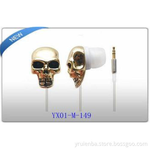 Popular hot sell Skull earphone PVC cable with MIC metal ea